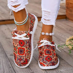 Women's Printed Lace-Up Casual Canvas Shoes 65433241C