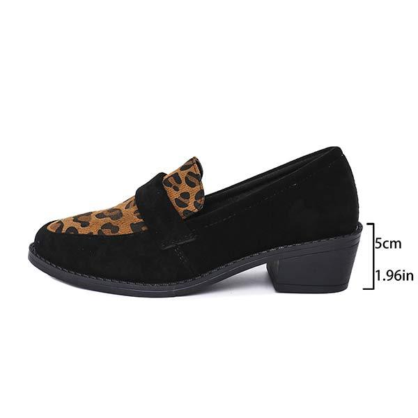 Women's Contrast Color Leopard Loafers 62081927C