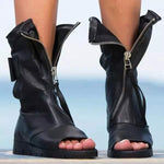 Women's Peep-Toe Front Zipper Sandal Boots 66439467C