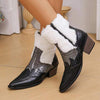 Women's Fashion Colorblock Chunky Heel Ankle Boots 31542312S