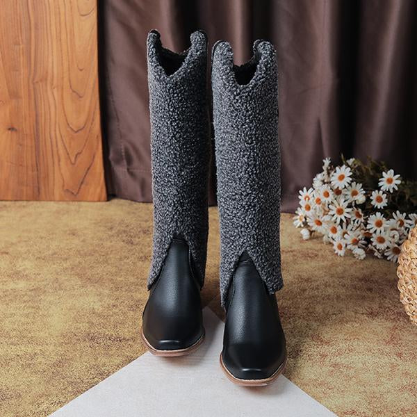 Women's Fashion Faux Shearling Knee-High Western Boots 14488746S