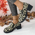 Women's Fashionable Leopard Print Chunky Heel Slip-On Shoes 54376143C