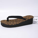 Women's Leopard Print Wedge Casual Beach Flip Flops 65187967S