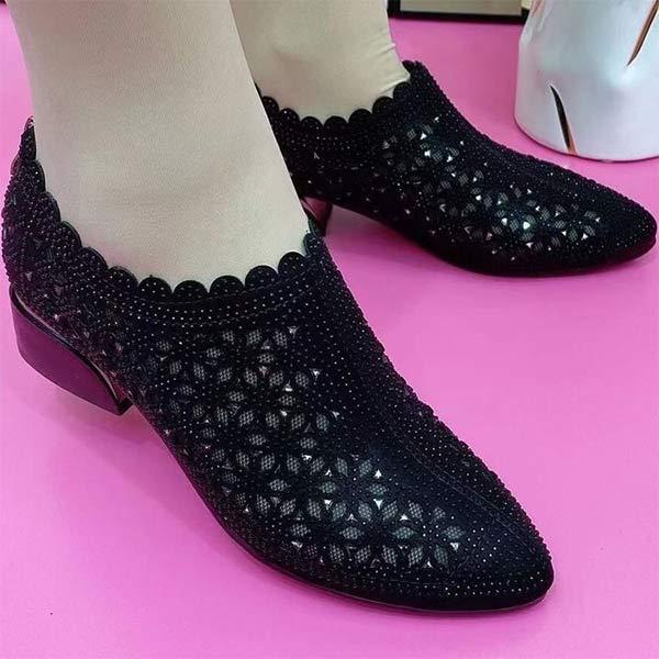 Women's Mesh Rhinestone Breathable Flats 94739853C