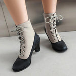 Women's Retro Elegant Lace Up Brogue Short Boots 47578917S