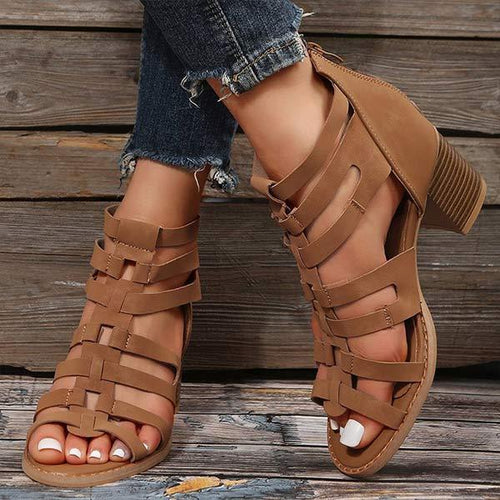 Women's Fashion Roman Fisherman Sandals with Chunky Heel 24234549C