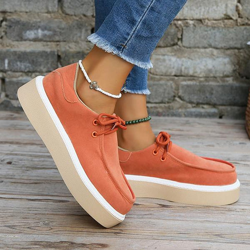 Women's Round Toe Lace-Up Stylish Casual Platform Shoes 56743588S