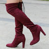 Women's Suede Block Heel Over-the-Knee Boots 46917420C