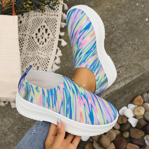 Women's Casual Color Gradient Fly Woven Platform Sneakers 31078814S