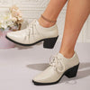 Women's Pointed Toe Lace-Up Fashionable Chunky Heels 28740173C