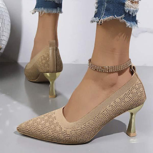 Women's Knitted Pointed Toe Stiletto High Heels 44886381C