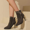 Women's Pointed Toe High Heel Suede Ankle Boots with Side Zipper 75194483C