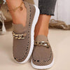 Women's Flat Slip-On Casual Shoes with Metal Chain 58700732C