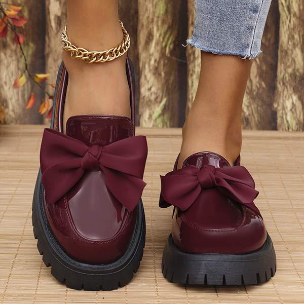 Women's Retro Bow Thick-Soled Loafers 63966842C