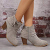 Women's Side-Zip Chunky Heel Ankle Boots 70100952C