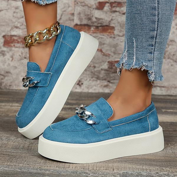 Women's Fashion Thick Sole Suede Chain Casual Shoes 00488111S