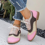 Women's Colorblock Lace-Up Burnout Brogue Shoes 93978289C