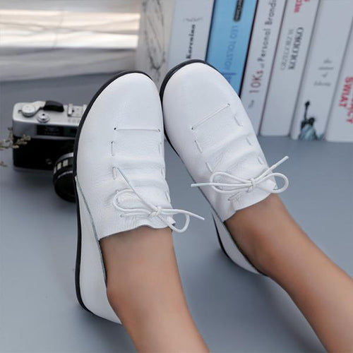 Women's Casual Pleated Lace-Up Flats 12200400S