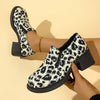 Women's Fashionable Leopard Print Chunky Heel Slip-On Shoes 54376143C