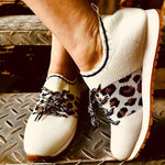 Women's Mesh Casual Leopard Print Color Block Sneakers 68083654S