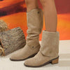 Women's Reversible Suede Denim Knee-High Riding Boots 72792910C