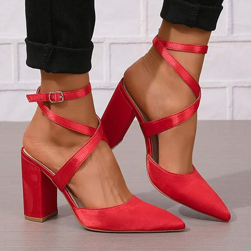 Women's Pointed Toe High Heel Sandals with Ankle Strap 01048631C