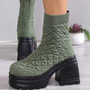 Women's Fashionable Fly Knit High Top Elastic Short Boots 43742737C