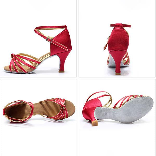 Women's Elegant Silk Satin Buckle Dance Shoes 86697501C