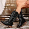 Women's Vintage Embroidered Western Chunky Heel Cowboy Boots 55418390C