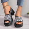 Women's Fashion High-Heeled Sequin Beach Slippers 14077226S