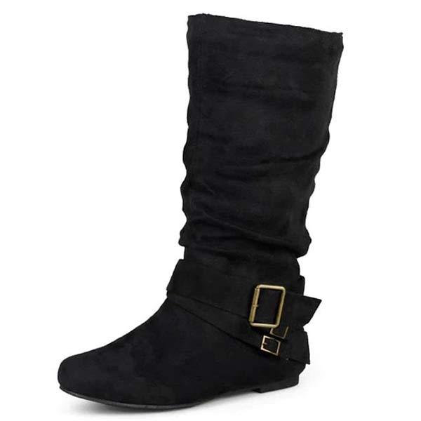 Women's Buckle Strap Casual Mid-Calf Boots 54259358C