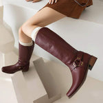 Women's Retro Knee-High Chunky Heel Boots 81671440C