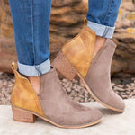 Women's Color Block Chunky Heel Ankle Boots 16341094C