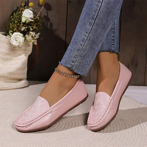 Women's Round Toe Low Heel Casual Flat Shoes 35613412C