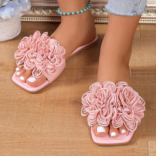 Women's Fashionable Flower Flat Beach Slippers 80201229S