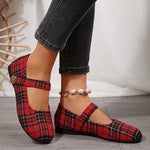 Women's Plaid Fabric Low-Cut Flats 52937583C