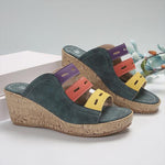 Women's Casual Beach Color Block Hollow Wedge Slippers 45817344S