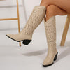 Women's Fashion Hollow Chunky Heel Knee-High Boots 25997127S