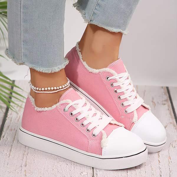 Women's Casual Lace-Up Canvas Shoes 10802530C