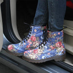 Women's Retro Floral Flat Heel High Top Martin Boots 29211075S
