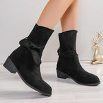 Women's Vintage Suede Bow Low Heel Ankle Boots 31167720S