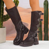 Women's Vintage Buckle Strap Knee-High Riding Boots 90530456C