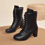 Women's Front Lace-Up Chunky Heel Martin Boots 87143413C