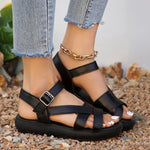 Women's Retro Cross Strap Thick Soled Sandals 80656288S