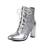 Women's Fashion Sequin-Patch High-Heel Ankle Boots 31166104C