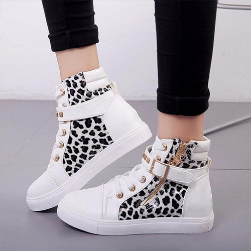 Women's Casual Studded Zip Flat Canvas Shoes 14114591S