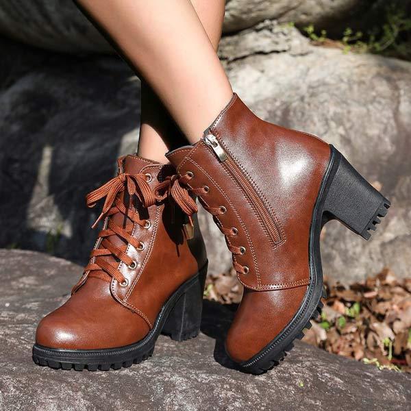 Women's Buckle Strap Side-Zipper High Heel Ankle Boots 90419306C