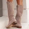 Women's Casual Low Heel Suede Knee-High Boots 16027329C