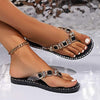 Women's Rhinestone Toe-Ring Flat Roman Sandals 56338843C
