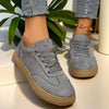 Women's Flat-Soled Lace-Up Suede Casual Sneakers 23828585S